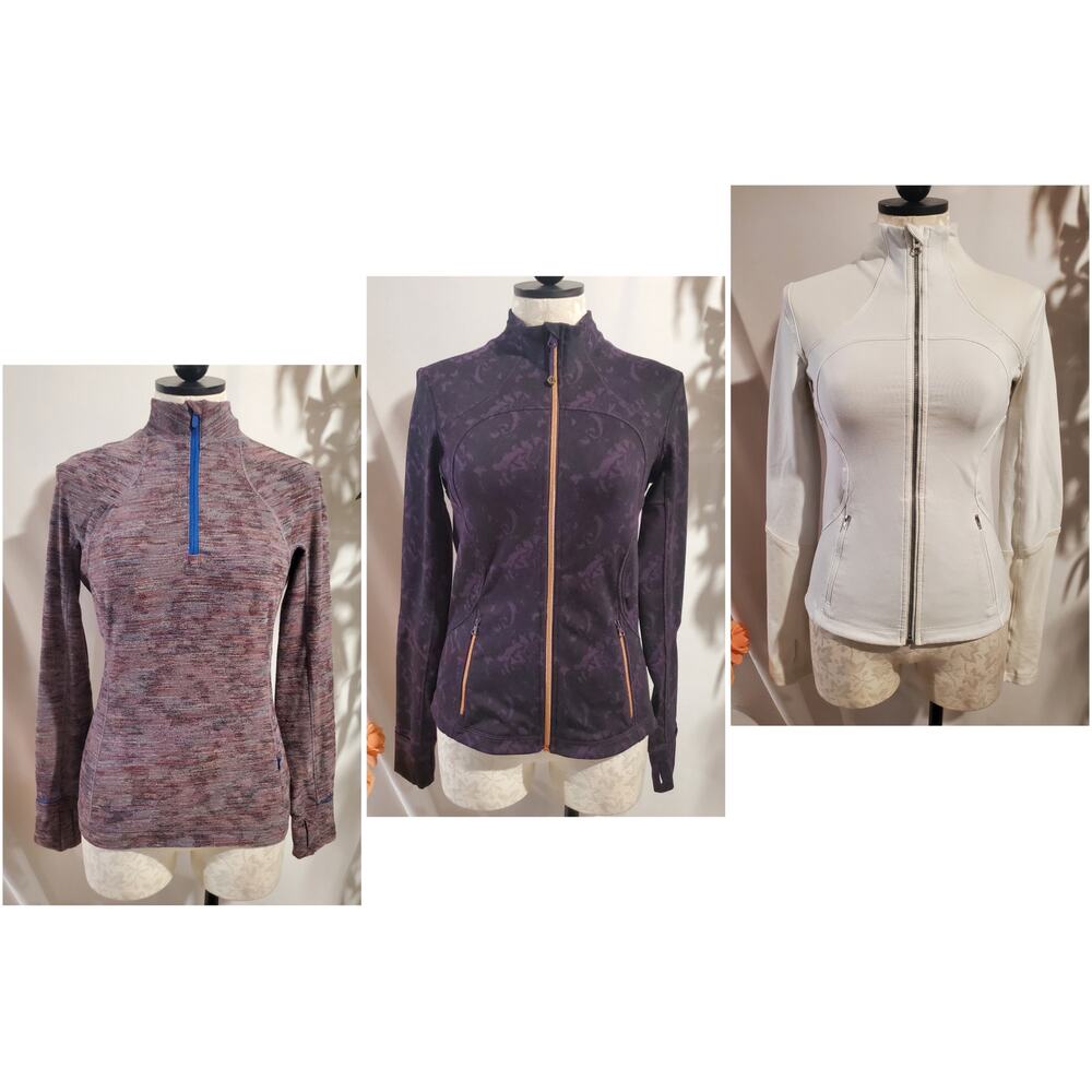 Lululemon Lot of 3 Its Rulu Run and Forme Zip Jackets Size 6 Purple White Active